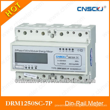 DRM1250SC-7P Three phase 7 Pole LCD Display three phase 4 wire energy meter
